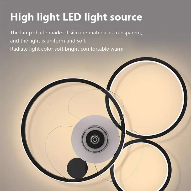 plafonnier led avec ventilateur et télécommande design moderne - vue 5 sur 10