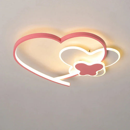 plafonnier LED chambre enfants en forme de coeur rose - vue 2 sur 10