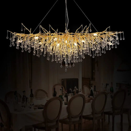 lustre moderne cristal goutte de pluie design élégant pour intérieur décoratif - vue 3 sur 15