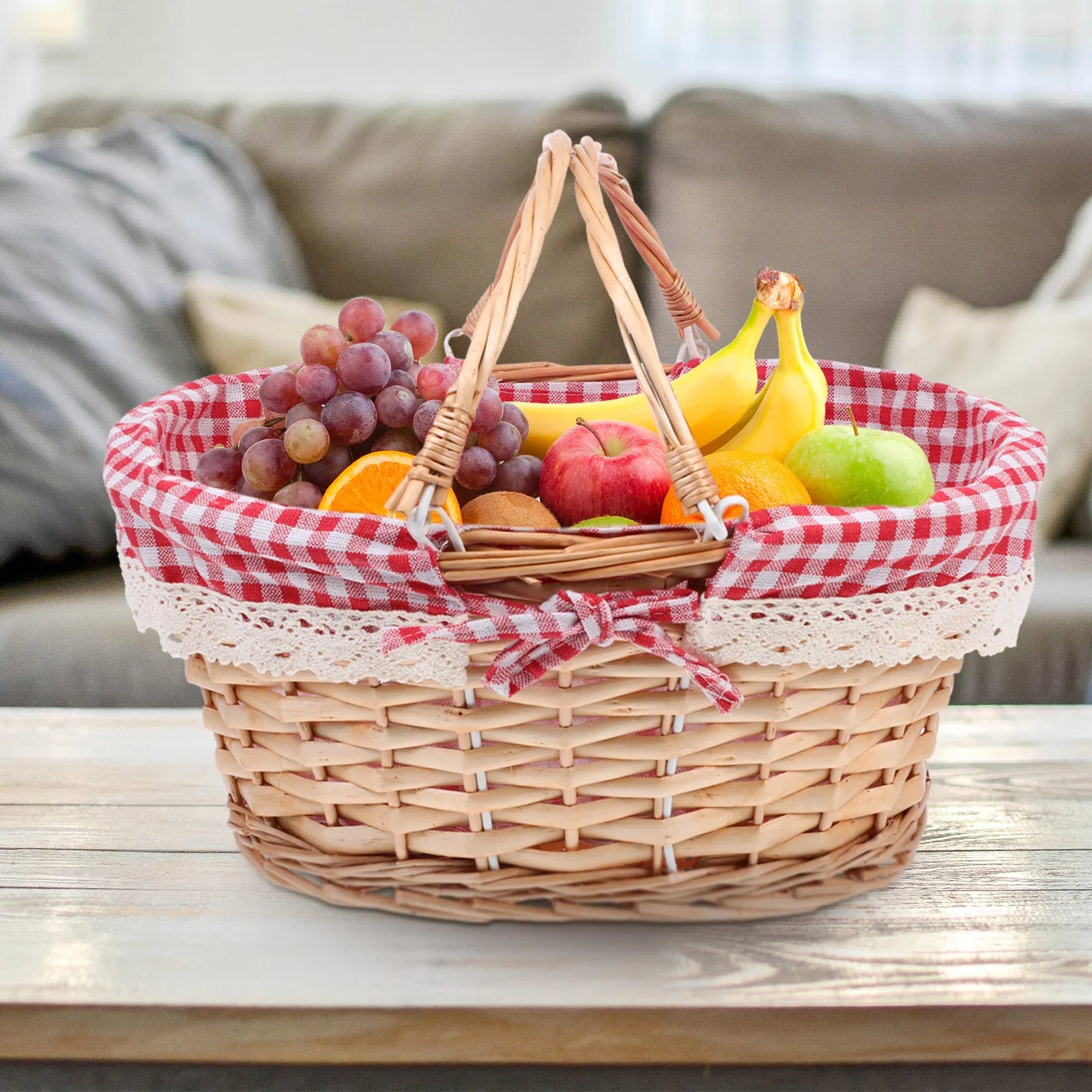 paniers de rangement en osier pour pique-nique décoratifs et pratiques - vue 4 sur 7