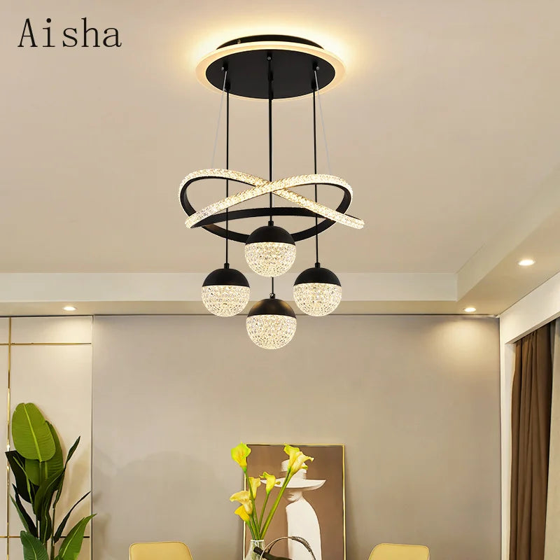 lustre moderne en led pour décoration intérieure élégante et luxueuse - vue 5 sur 12