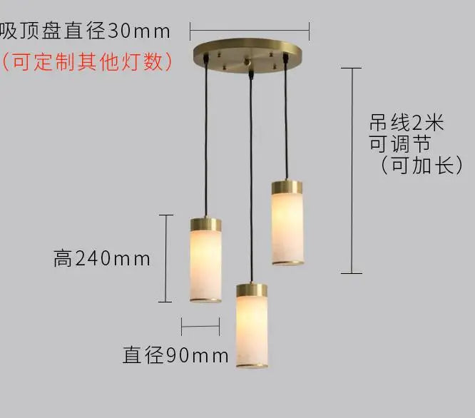 suspension rétro en cuivre avec abat-jour en marbre pour intérieur et jardin - vue 9 sur 9