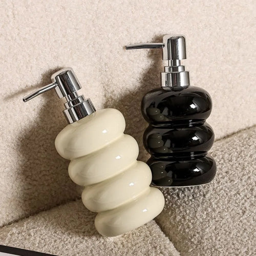 distributeur de savon en céramique style nordique forme de beignet - vue 6 sur 12