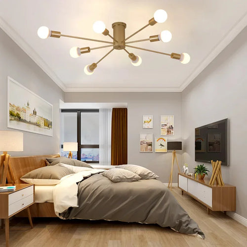 Moderne Créatif LED Plafonnier Lustre Spoutnik Lumière Semi-intégré Nordique Décor À La Maison Luminaires pour Chambre Salon - vue 12 sur 14