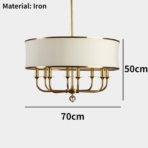 lustre en cuivre style américain avec abat-jour en tissu créatif simple - vue 9 sur 10
