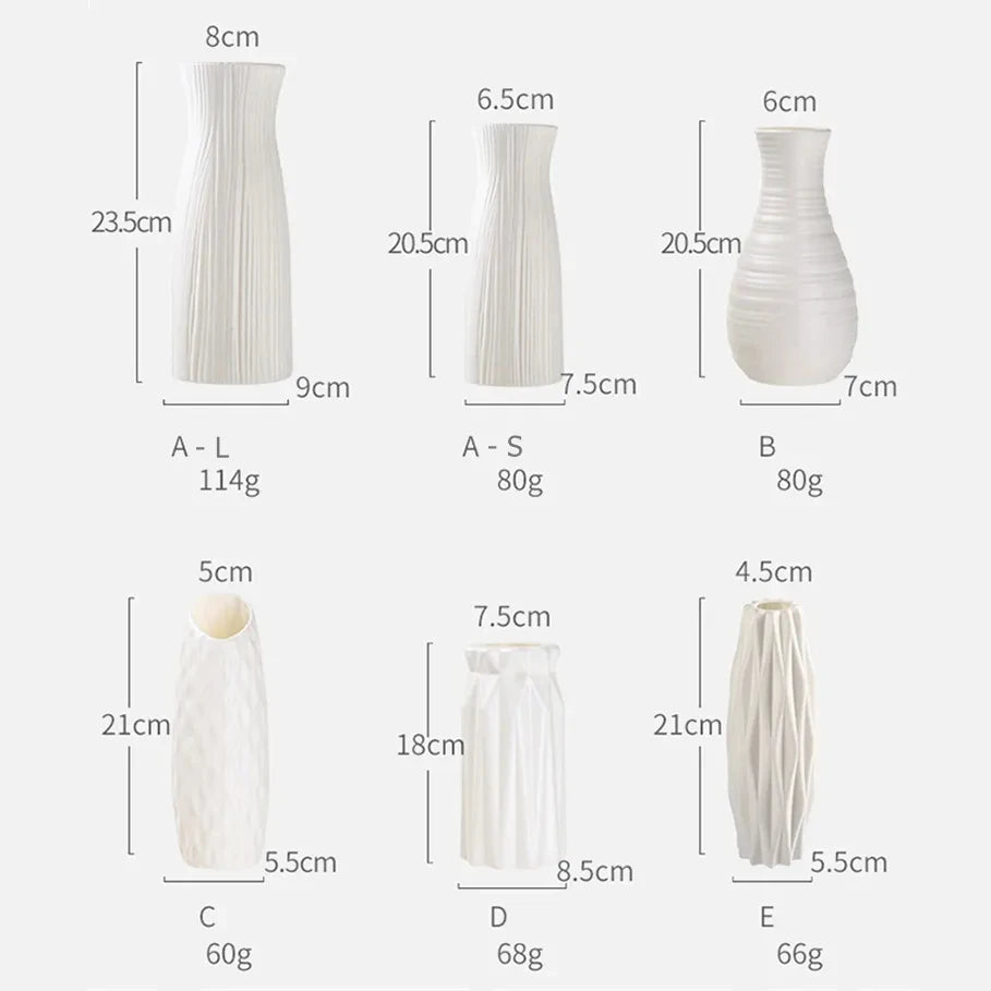 vase nordique en plastique pour fleurs décoratives modernes - vue 6 sur 12