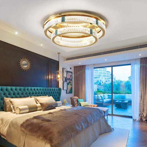 lustre moderne en cristal rond à 3 couches avec led - vue 3 sur 15