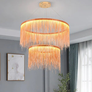 Dimmable LED tassel pendant chandelier with remote control