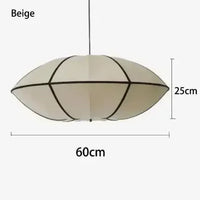 Nordic fabric lantern silk Zen pendant light, living room interior decoration, Japanese beige lantern pendant light