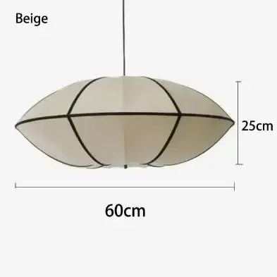 Nordic fabric lantern silk Zen pendant light, living room interior decoration, Japanese beige lantern pendant light