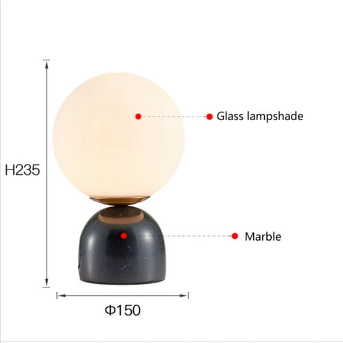 Lampe de table LED en verre et marbre - vue 6 sur 9