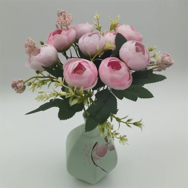 bouquet de roses en soie décoration de jardin fleurs artificielles - vue 6 sur 12