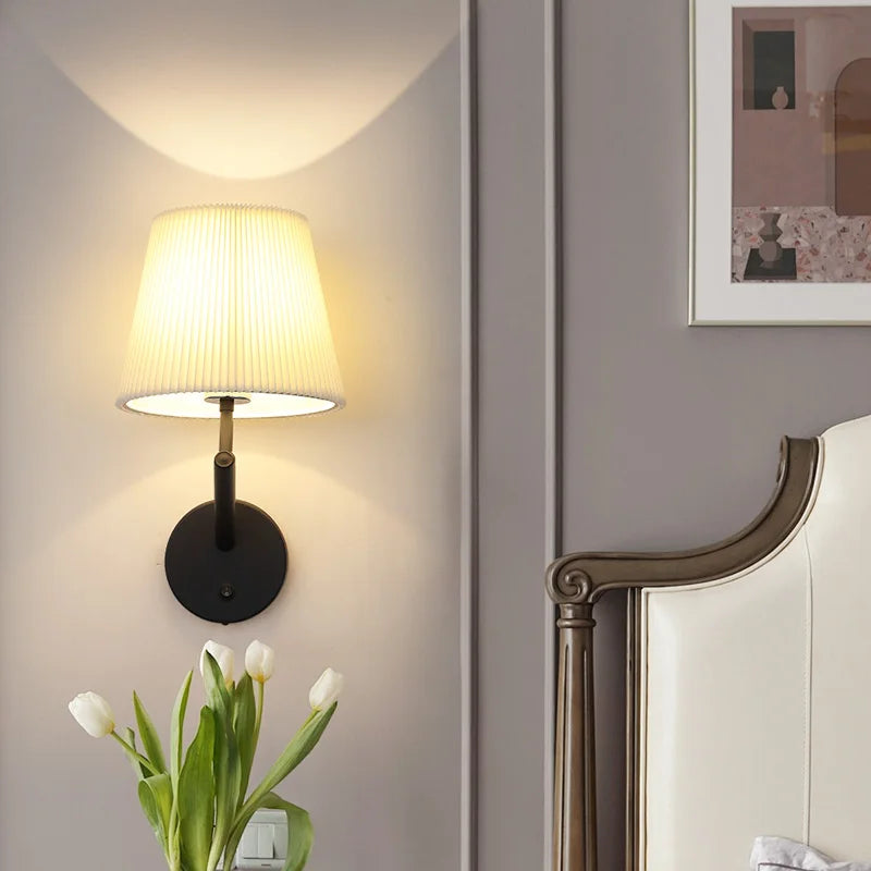 applique murale vintage américaine avec interrupteur led plissée - vue 3 sur 7