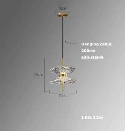 suspension en verre cristal art déco avec éclairage led - vue 8 sur 25