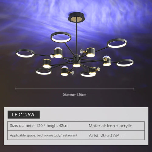 lustre led d'aurores boréales en cristal luxueux suspendu au plafond - vue 4 sur 16