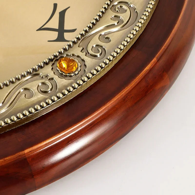 horloge murale luxe en bois et métal style rétro silencieuse - vue 6 sur 14
