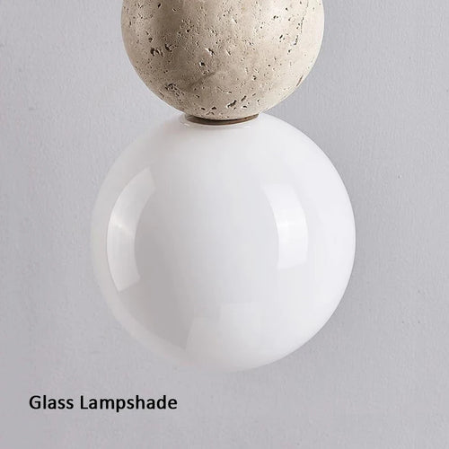 Suspension LED en forme de gourde ronde en tuf jaune Wabi Sabi - vue 8 sur 8
