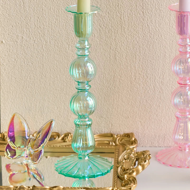 bougeoir conique en verre pour décoration festive et bureau - vue 7 sur 12