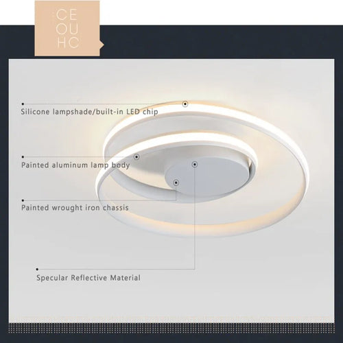 lustre led blanc noir surface montée déco - vue 7 sur 14