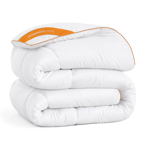 Couette, Duvet 220 x 240 cm, Couette Matelassée avec 8 Boucles, Édredon 300 GSM, Couette King Size, Blanc