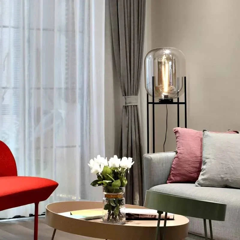 lampadaire moderne nordique en fer et verre pour décoration maison - vue 5 sur 16