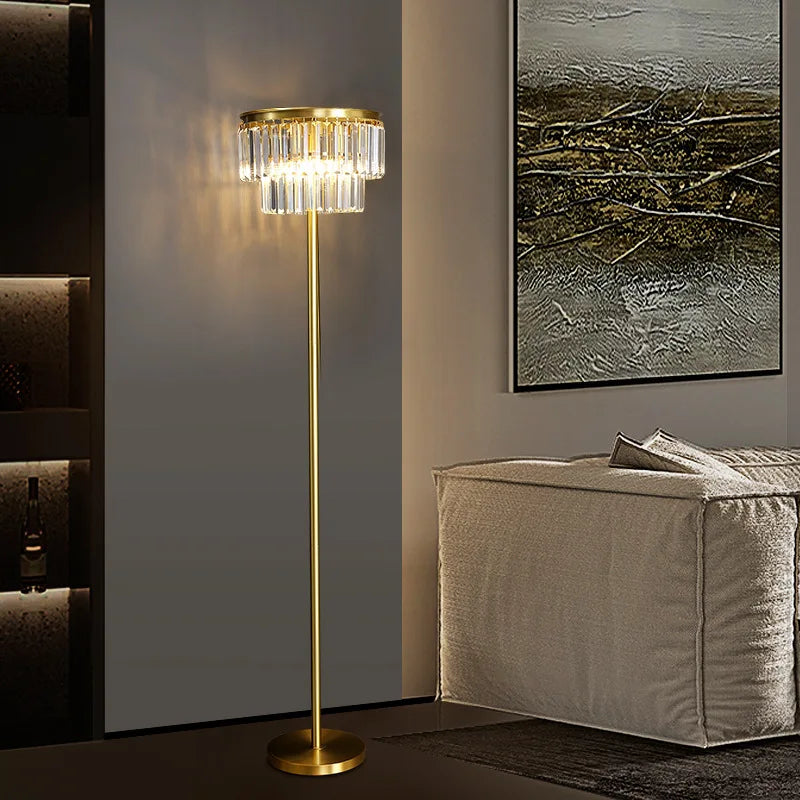 lampadaire moderne en verre et cuivre pour hôtel et bureau