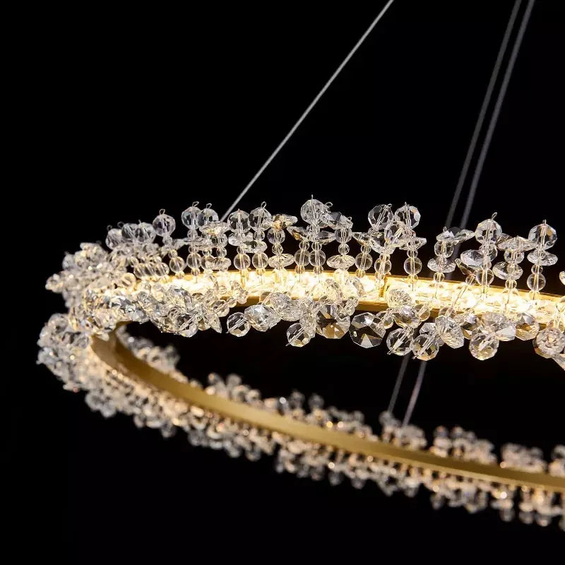 lustre en cristal avec anneau doré pour éclairage intérieur - vue 7 sur 25