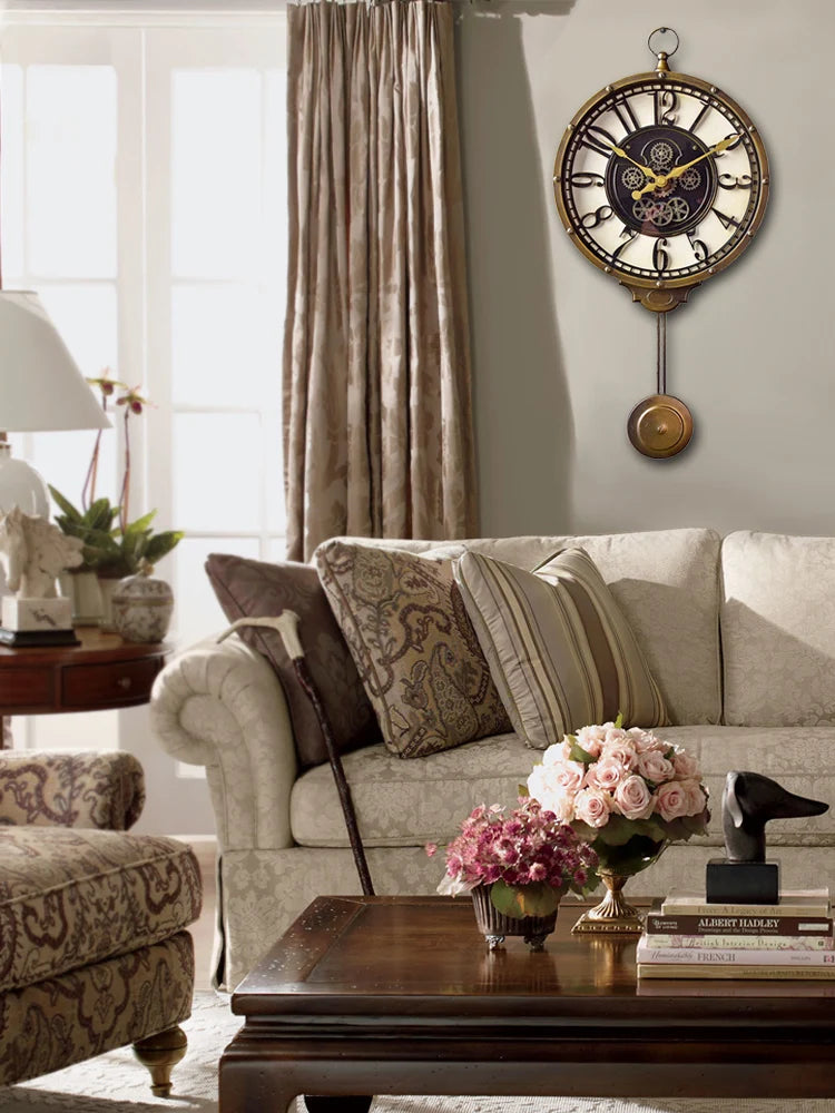 horloge murale rétro silencieuse style américain cadeau décoratif - vue 8 sur 7