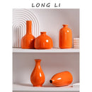 Modern Ceramic Vase with Minimalist Design, Dried Flower Vase, New Chinese Style Ceramic Vase, Luxury Home Decor Orange Ceramic