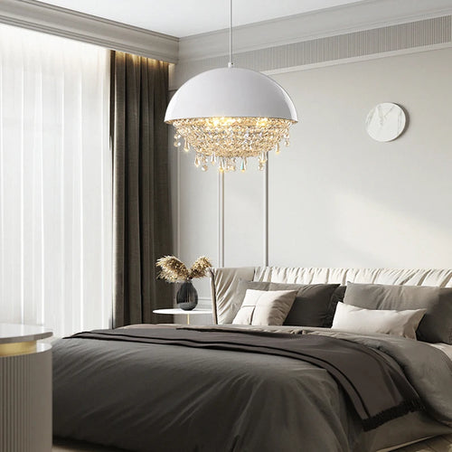 suspension créative en cristal hémisphère pour intérieur élégant
