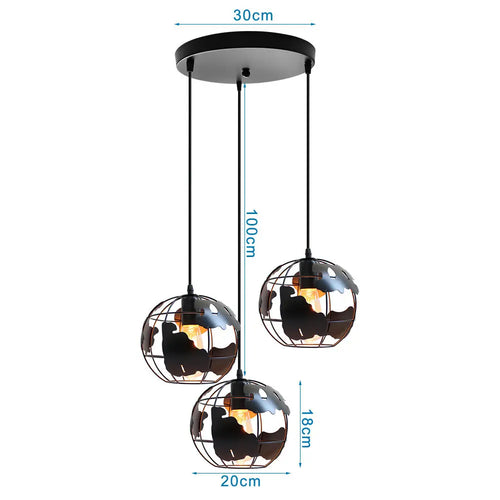 suspension en métal abat-jour globe style industriel moderne - vue 13 sur 14