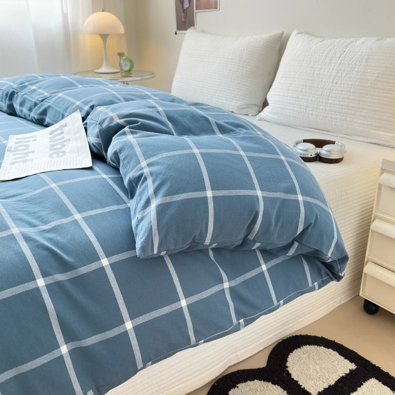 housse de couette en coton unie avec fermeture éclair