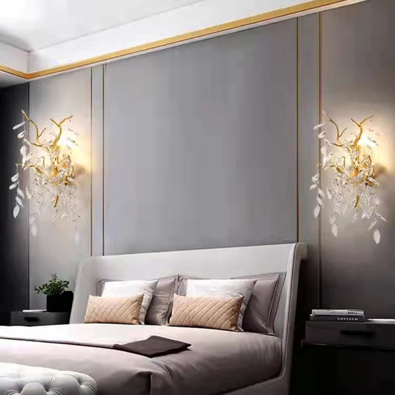 Applique murale led moderne en cristal et aluminium doré art déco - vue 6 sur 21