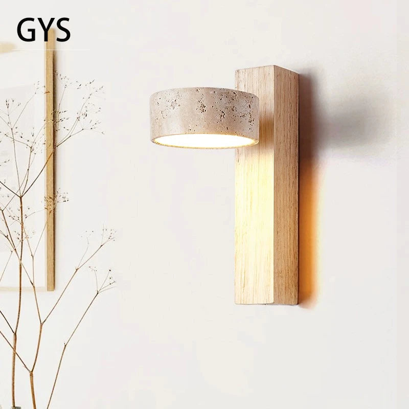 Applique murale bois noyer led rotatif tirer