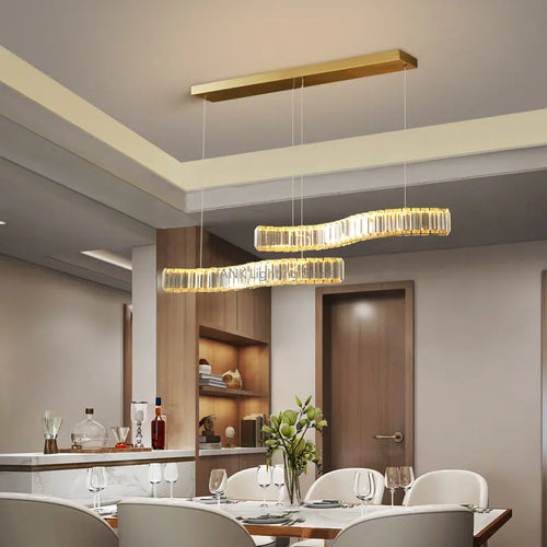 lustre led moderne en cristal de luxe en forme de s