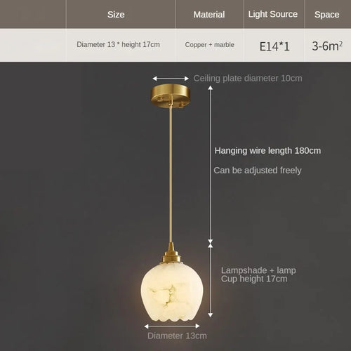 Nordic marble and copper minimalist modern pendant light - vue 10 sur 9