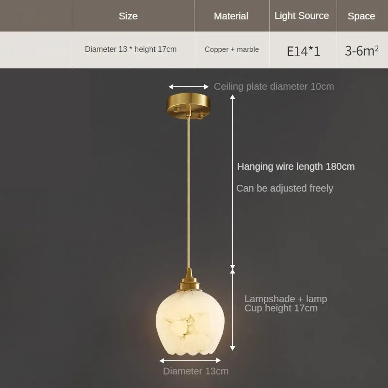 Nordic marble and copper minimalist modern pendant light - vue 9 sur 9