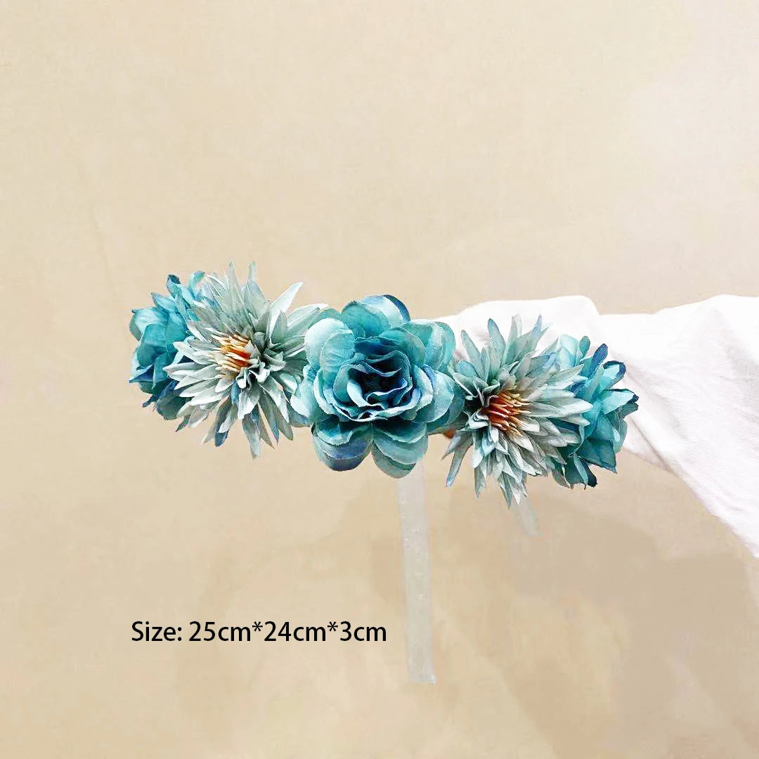 bandeau de cheveux floral bohème couronne de mariée décoratif - vue 6 sur 9