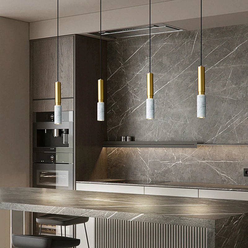 lustre scandinave minimaliste en marbre led rétro - vue 4 sur 8