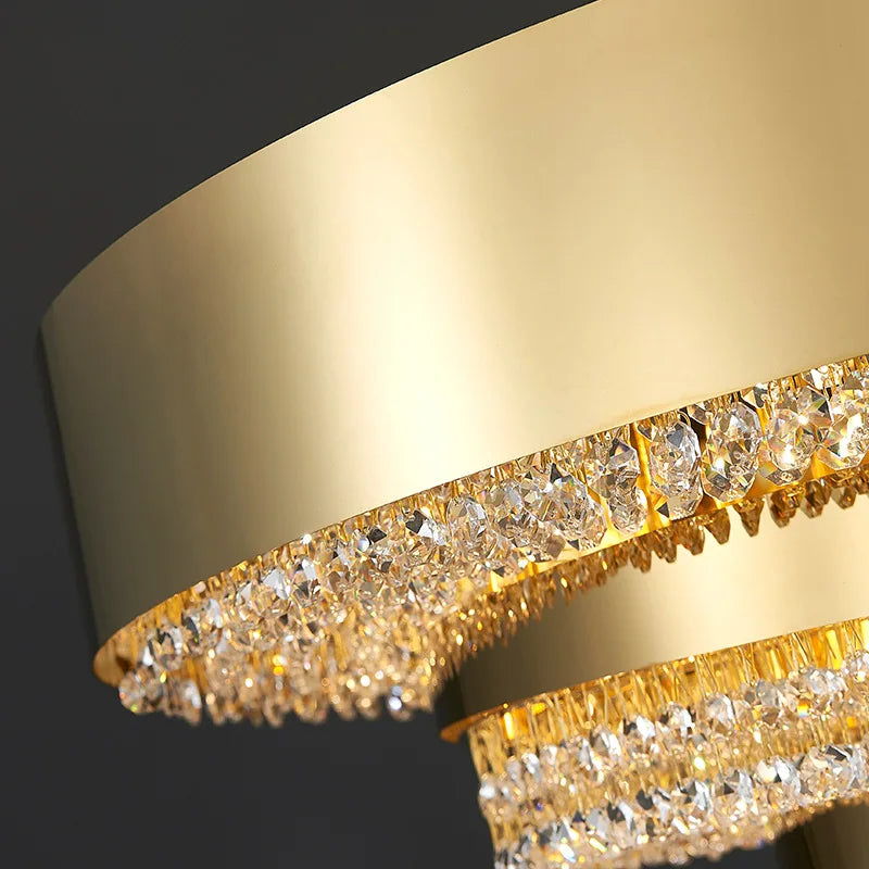 lustre moderne art design en cristal doré pour décoration luxueuse - vue 5 sur 11