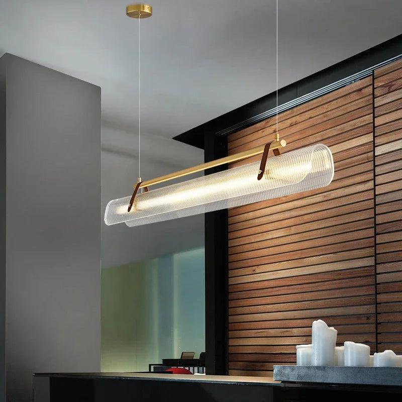 lustre en acrylique avec ceinture led pour éclairage moderne - vue 4 sur 11