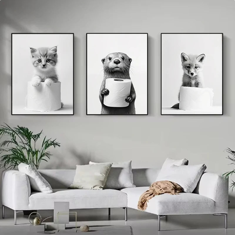 affiche amusante danimaux mignons pour décoration murale