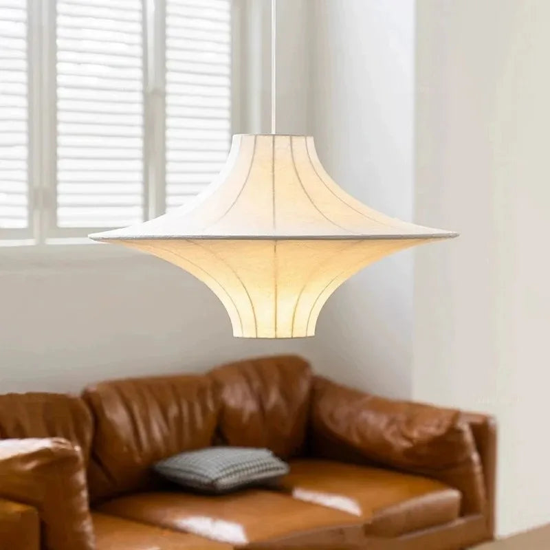 lustre wabi sabi minimaliste en soie avec led intégrée - vue 5 sur 7