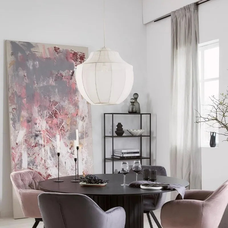 Modern fabric pendant light for minimalist interior decor - vue 4 sur 8