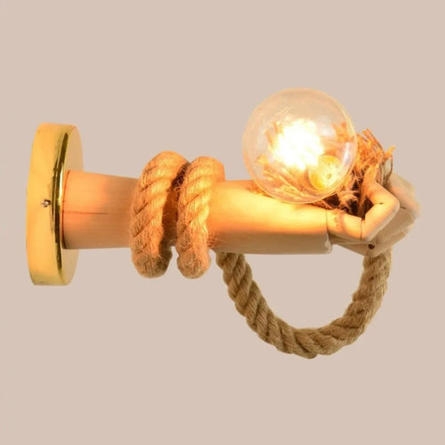 Rétro industriel Loft chanvre corde appliques créative main forme applique murale couloir allée Bar Restaurant E27 lampe de décoration murale
