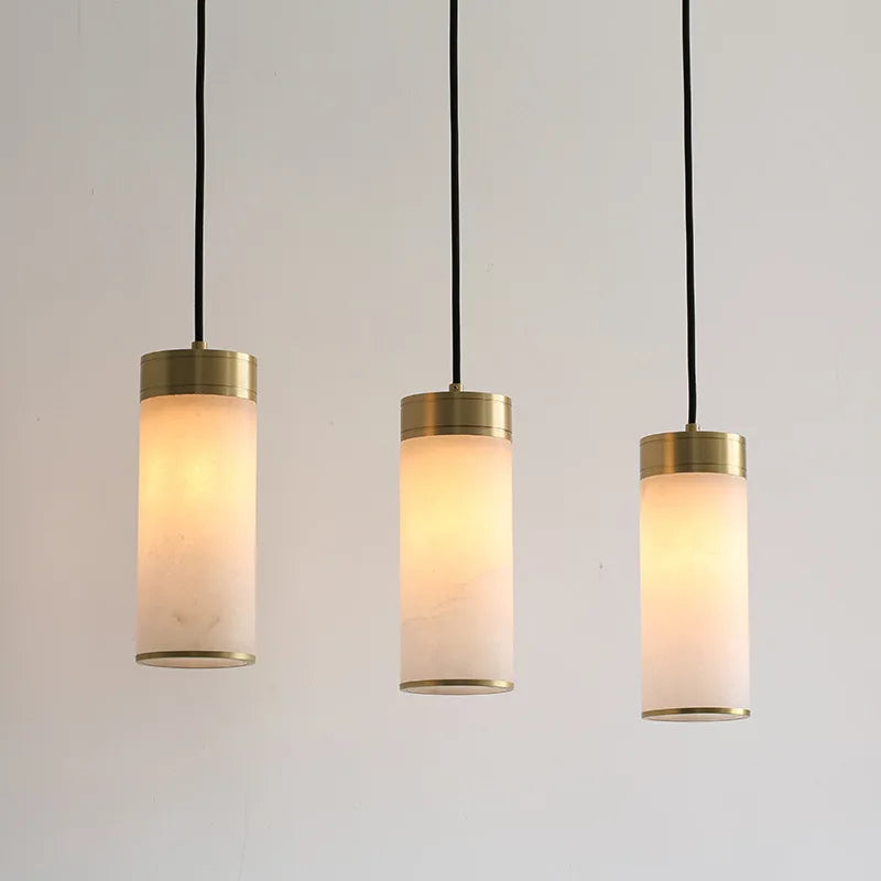 suspension rétro en cuivre avec abat-jour en marbre pour intérieur et jardin - vue 4 sur 9