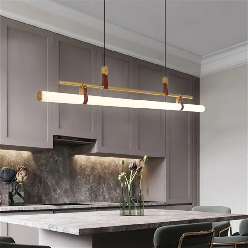 Vintage LED chandelier long lamp for dining room, office or kitchen island - vue 4 sur 11