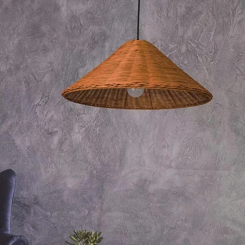 suspension vintage en rotin fait main pour éclairage intérieur - vue 4 sur 16
