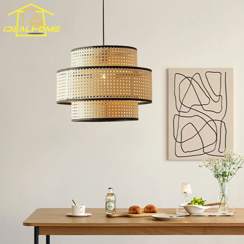 suspension décorative en rotin japonais zen art moderne - vue 5 sur 5