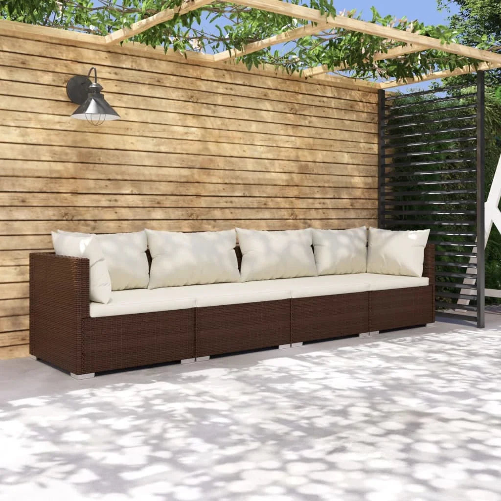 salon de jardin 4 pièces avec coussins en résine tressée